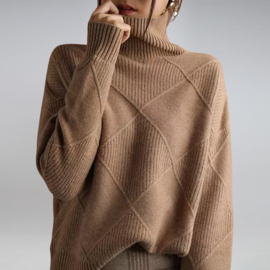 CINDARA™ – LUXE COTTON TURTLENECK SWEATER