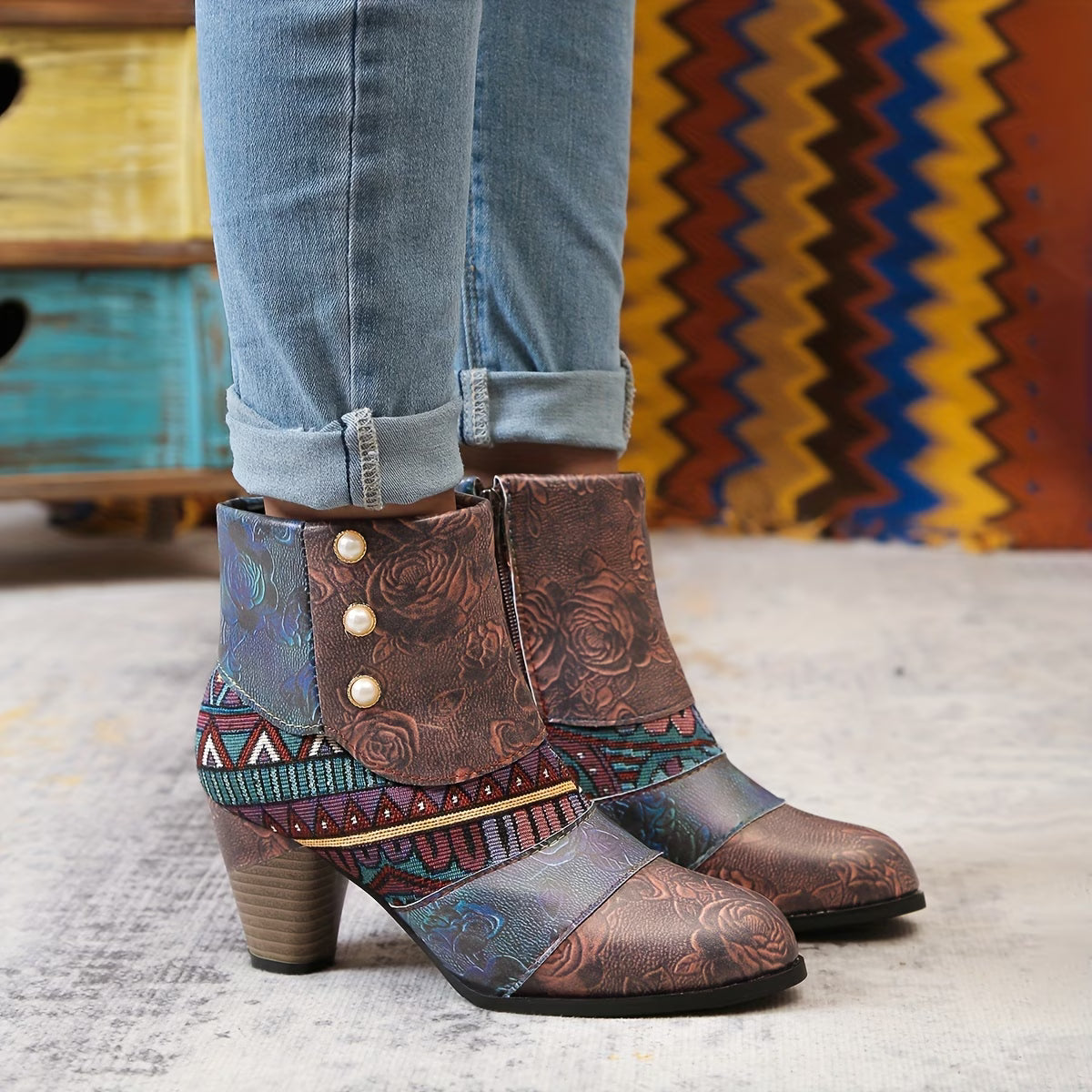 ZARA™ WOMEN'S ETHNIC STYLE ZIPPER ANKLE BOOTS