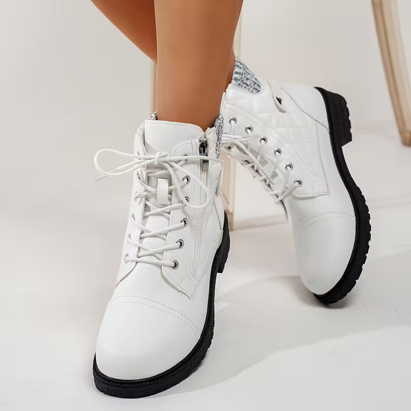 HARLOWE™ WOMEN'S KNIT COLLAR COMFORTABLE ROUND TOE BOOTS
