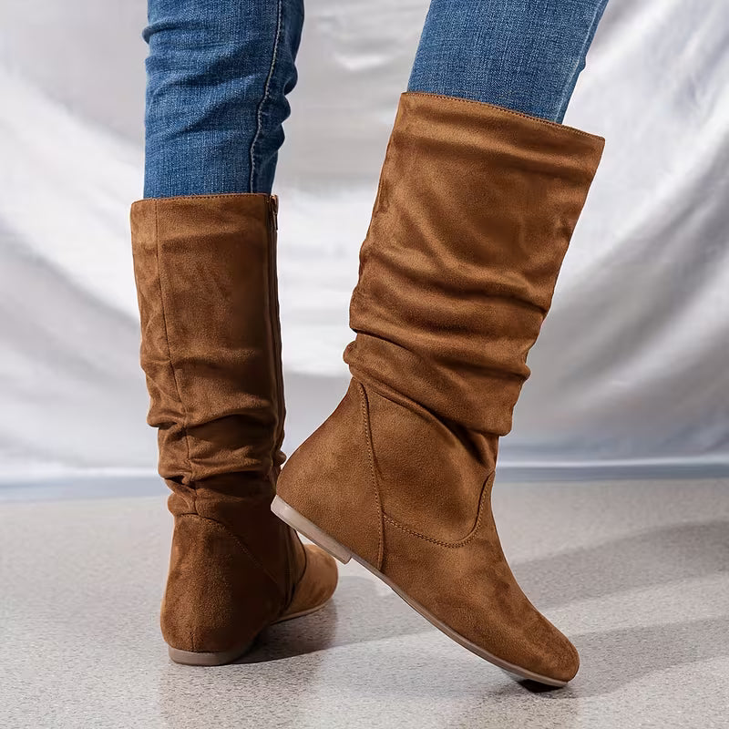 RUBY AUTUMN BOOTS - Mid-Calf & Side Zipper