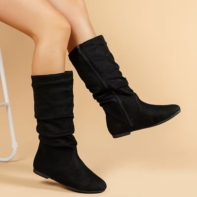 RUBY AUTUMN BOOTS - Mid-Calf & Side Zipper