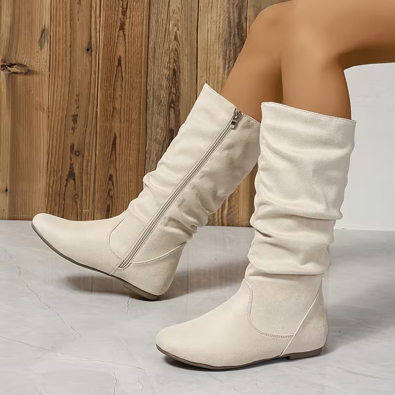 RUBY AUTUMN BOOTS - Mid-Calf & Side Zipper