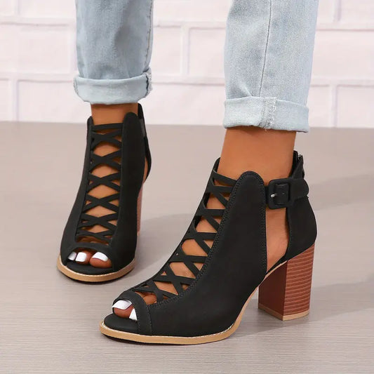 TERRI™ WOMEN'S COMFY CHUNKY HEEL FAUX SANDALS