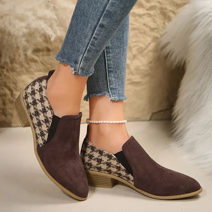 RYLEE™ PREMIUM HOUNDSTOOTH PATTERN CHUNKY HEEL BOOTS