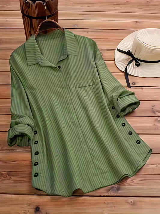 AURORA™ | SOLID SIDE BUTTON BLOUSE