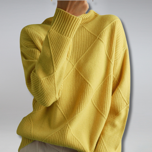 CINDARA™ – LUXE COTTON TURTLENECK SWEATER