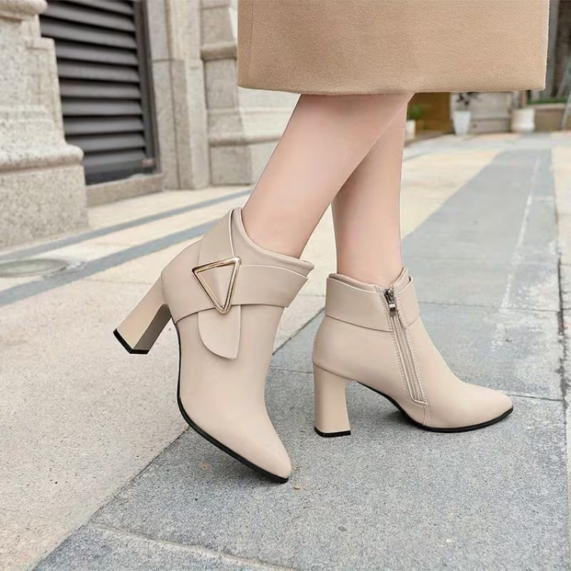 WREN™ WOMEN'S THICK HEEL POINTED TOE ANKLE BOOTS