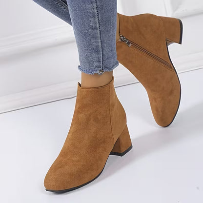 NOAS™ WOMEN'S BLOCK HEEL SIDE ZIPPER ANKLE BOOTS