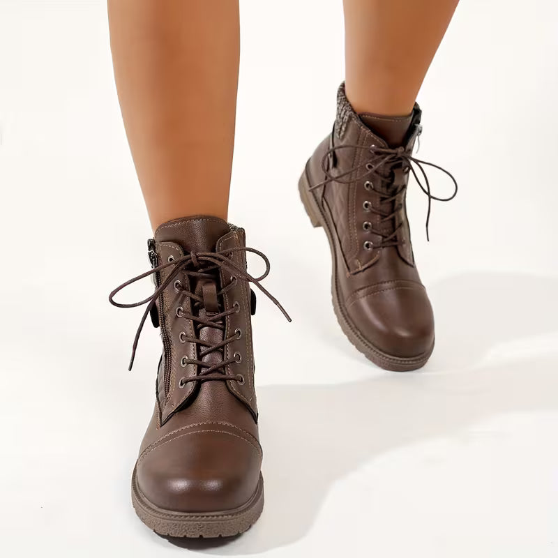 HARLOWE™ WOMEN'S KNIT COLLAR COMFORTABLE ROUND TOE BOOTS