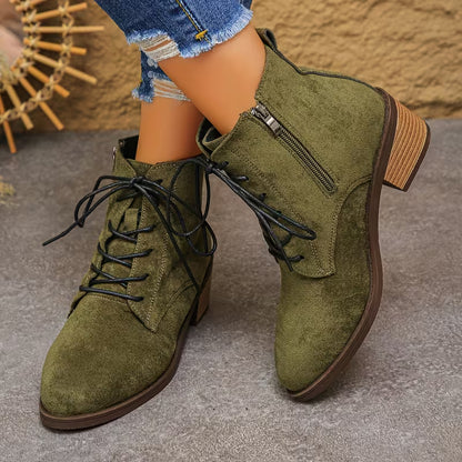 VASHTI™ WOMEN'S POINTED TOE CHUNKY HEELS ANKLE BOOTS