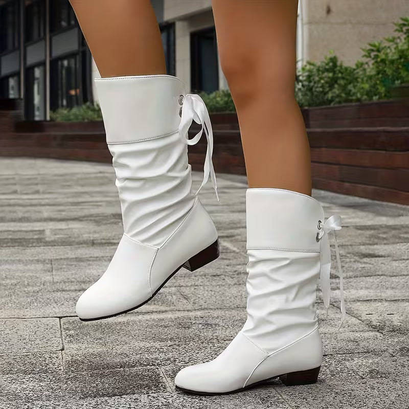 SOPHIA AUTUMN BOOTS - Lace Mid-Calf & Durable