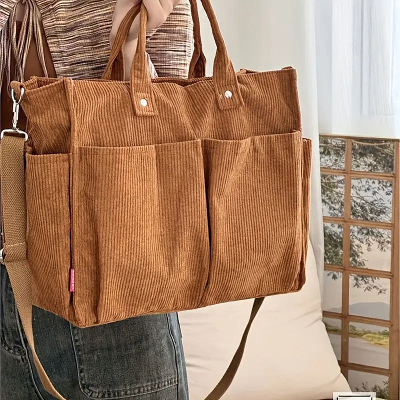 CHIC CORDUROY™ BLACK STRIPED CROSSBODY