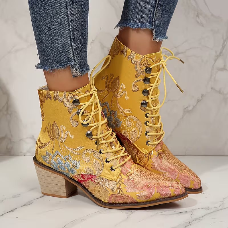 MERINDA™ WOMEN'S EMBROIDERED FLORAL THICK BOOTS
