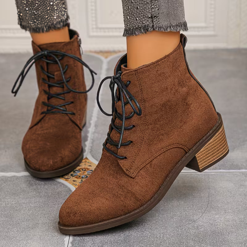 VASHTI™ WOMEN'S POINTED TOE CHUNKY HEELS ANKLE BOOTS
