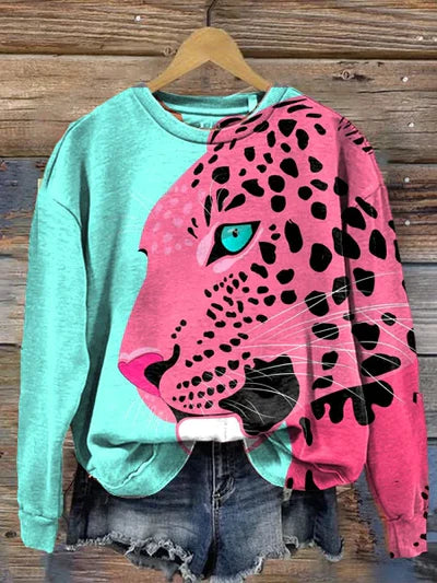 ZAYLA™ – WOMEN’S LONG-SLEEVE CREWNECK WITH ANIMAL PRINT