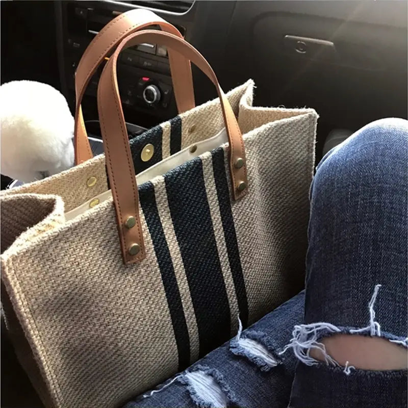 CHARLOTTE™ STRIPED CANVAS TOTE BAG