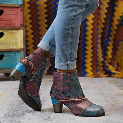 ZARA™ WOMEN'S ETHNIC STYLE ZIPPER ANKLE BOOTS