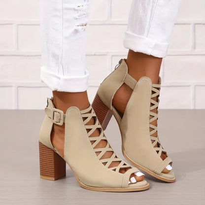TERRI™ WOMEN'S COMFY CHUNKY HEEL FAUX SANDALS