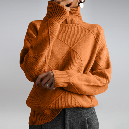 CINDARA™ – LUXE COTTON TURTLENECK SWEATER