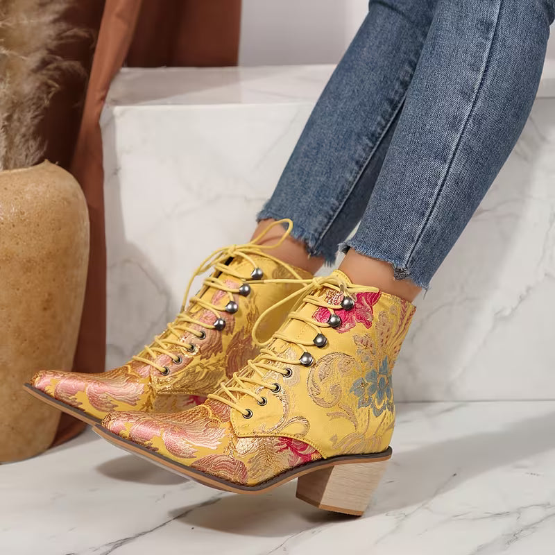 MERINDA™ WOMEN'S EMBROIDERED FLORAL THICK BOOTS