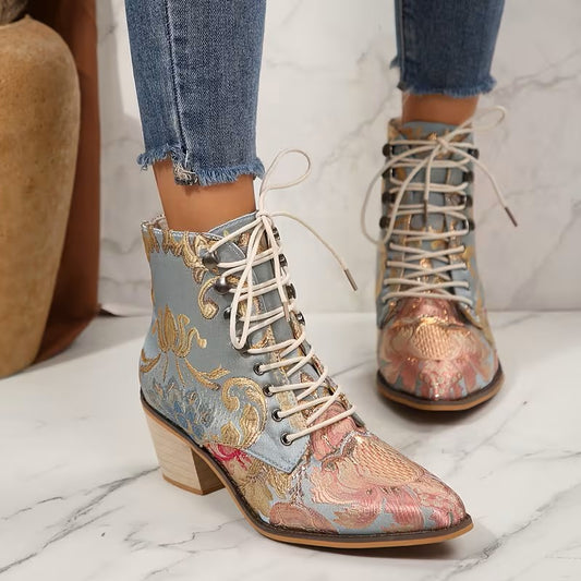 MERINDA™ WOMEN'S EMBROIDERED FLORAL THICK BOOTS