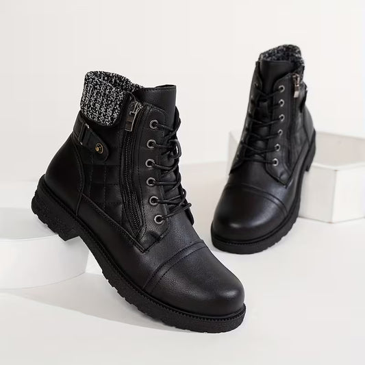 HARLOWE™ WOMEN'S KNIT COLLAR COMFORTABLE ROUND TOE BOOTS