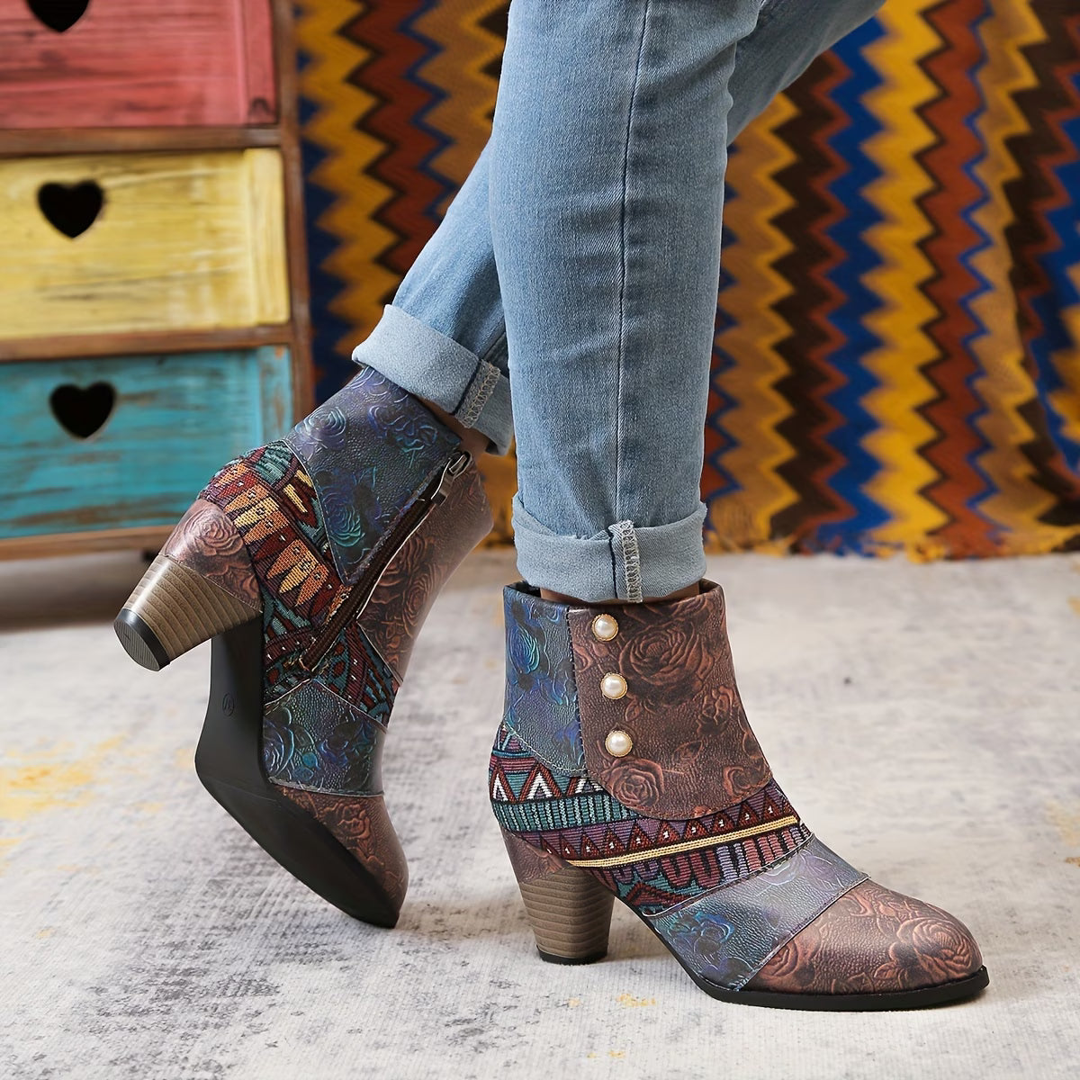 ZARA™ WOMEN'S ETHNIC STYLE ZIPPER ANKLE BOOTS