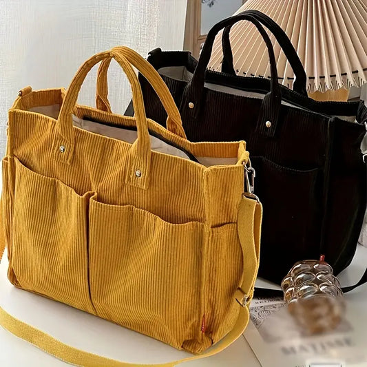 CHIC CORDUROY™ BLACK STRIPED CROSSBODY