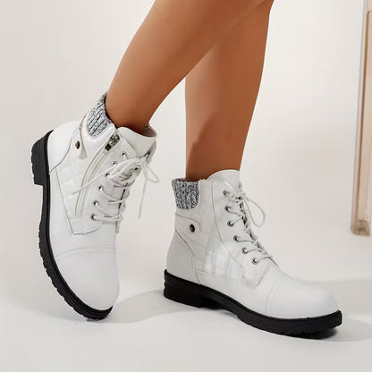 HARLOWE™ WOMEN'S KNIT COLLAR COMFORTABLE ROUND TOE BOOTS