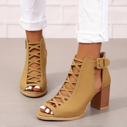 TERRI™ WOMEN'S COMFY CHUNKY HEEL FAUX SANDALS