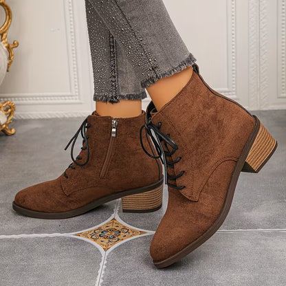 VASHTI™ WOMEN'S POINTED TOE CHUNKY HEELS ANKLE BOOTS