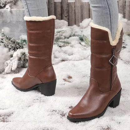 CLANCY™ WOMEN'S CHUNKY HEEL SIDE ZIPPER WINTER BOOTS