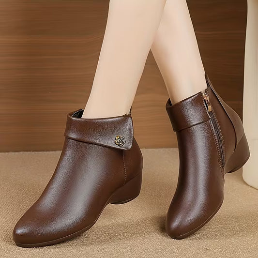 ODESSA™ WOMEN'S FAUX PU LEATHER SHORT ANKLE BOOTS