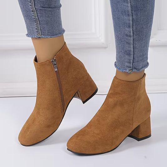 NOAS™ WOMEN'S BLOCK HEEL SIDE ZIPPER ANKLE BOOTS
