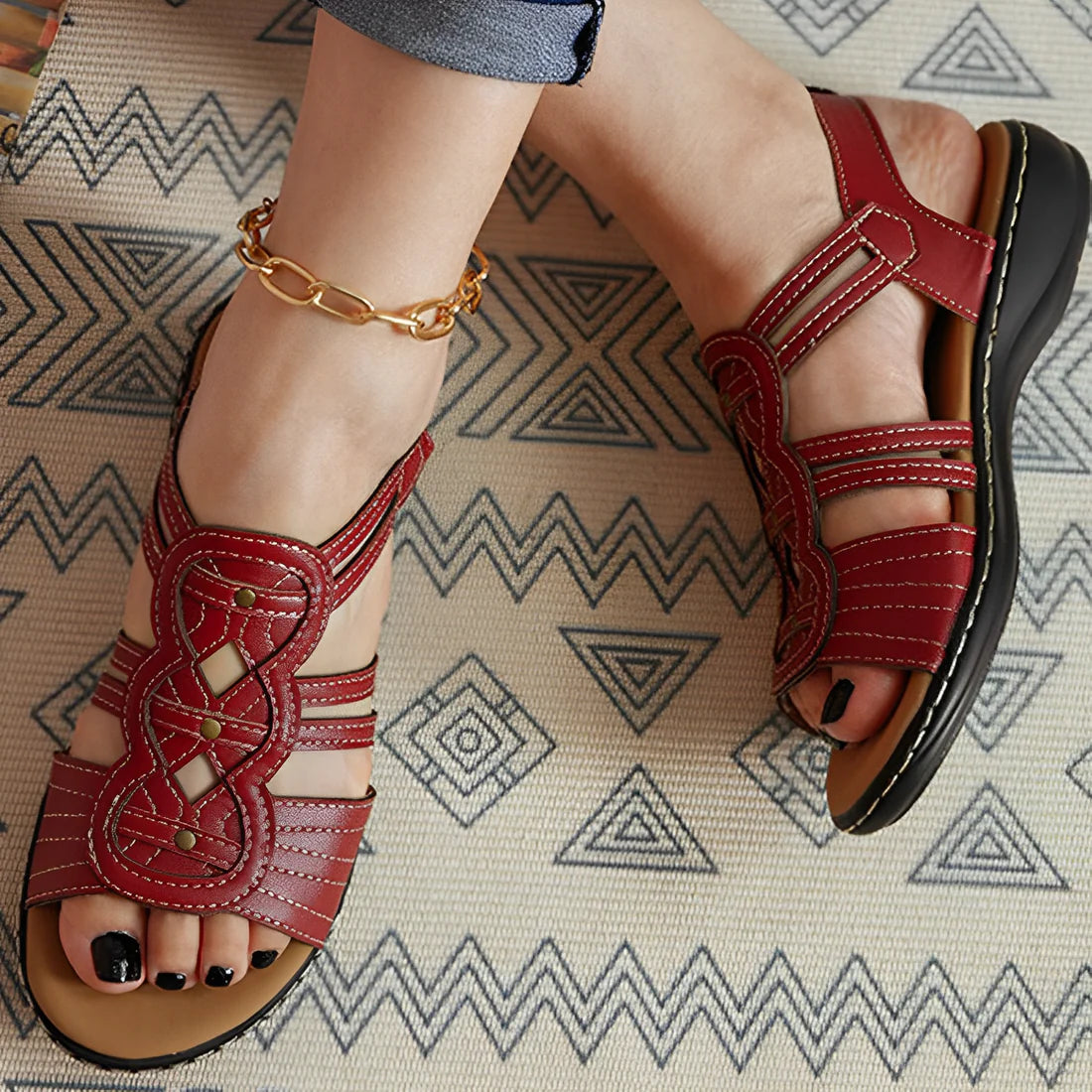 WOMEN'S PREMIUM LEATHER ORTHOPEDIC SANDALS WITH ARCH SUPPORT - 2025 BEST SELLER