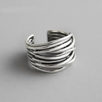 SILVER WAVE LAYERED RING