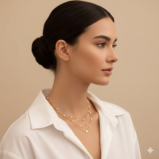 AMORA GLINT™ — 3PCS SIMPLE HEART-SHAPED NECKLACE & BRACELET SET