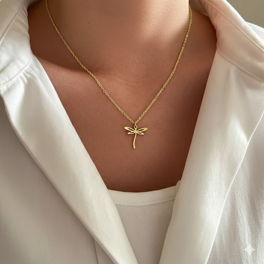 GOLDEN FLIGHT DRAGONFLY NECKLACE