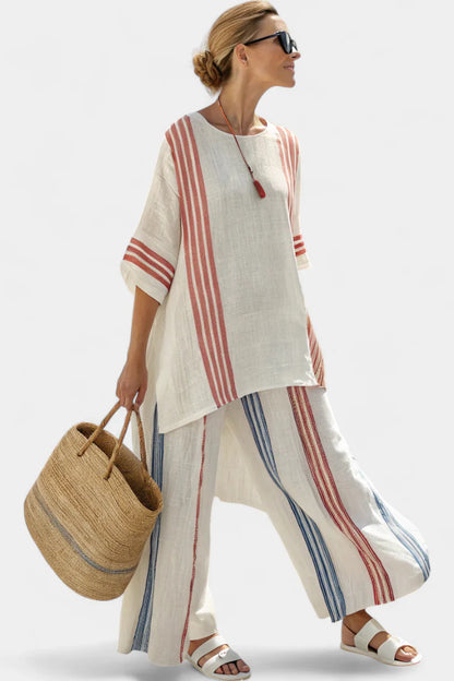 SOLVANE™ MULTICOLOR STRIPED TOP & MEDITERRANEAN PANTS