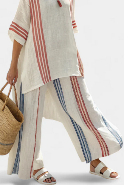 SOLVANE™ MULTICOLOR STRIPED TOP & MEDITERRANEAN PANTS