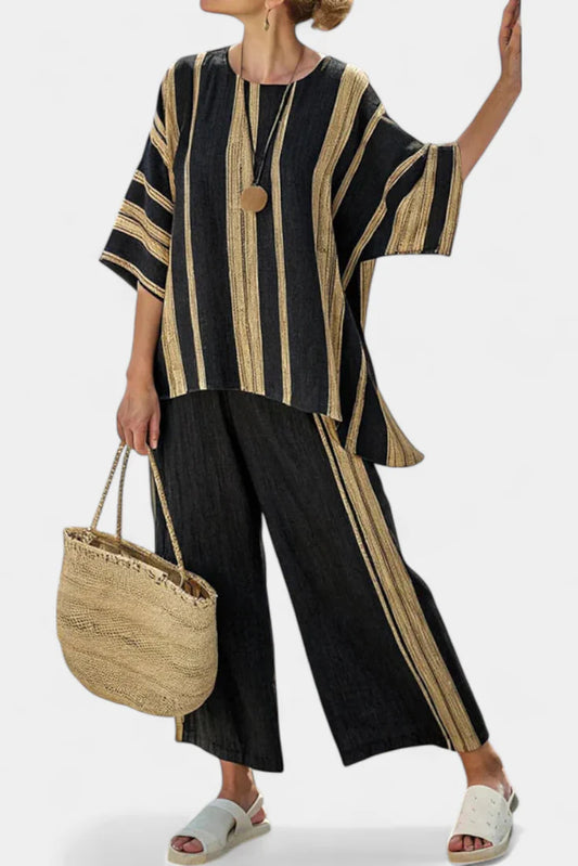 CALDEN™ COMFORTABLE STRIPED TOP & RELAXED LINEN PANTS