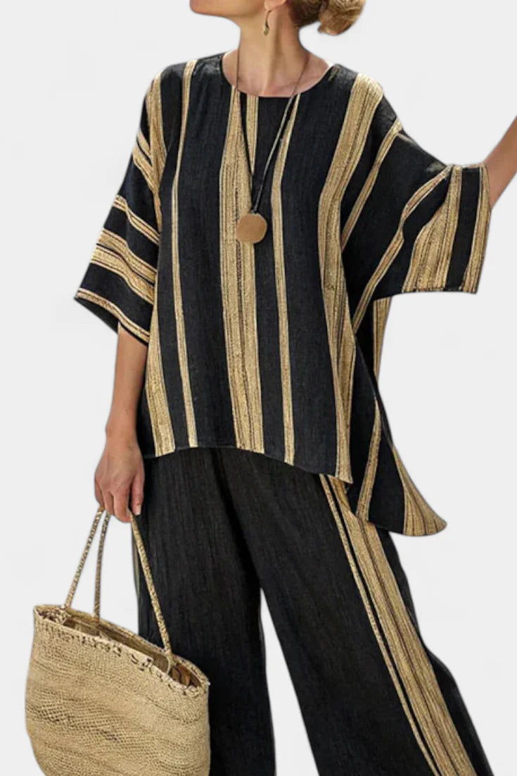 CALDEN™ COMFORTABLE STRIPED TOP & RELAXED LINEN PANTS