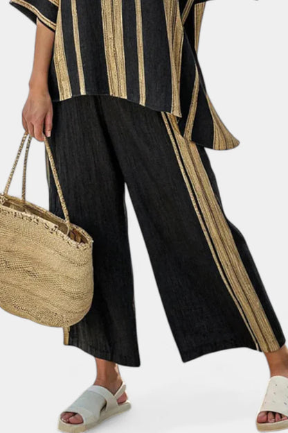 CALDEN™ COMFORTABLE STRIPED TOP & RELAXED LINEN PANTS