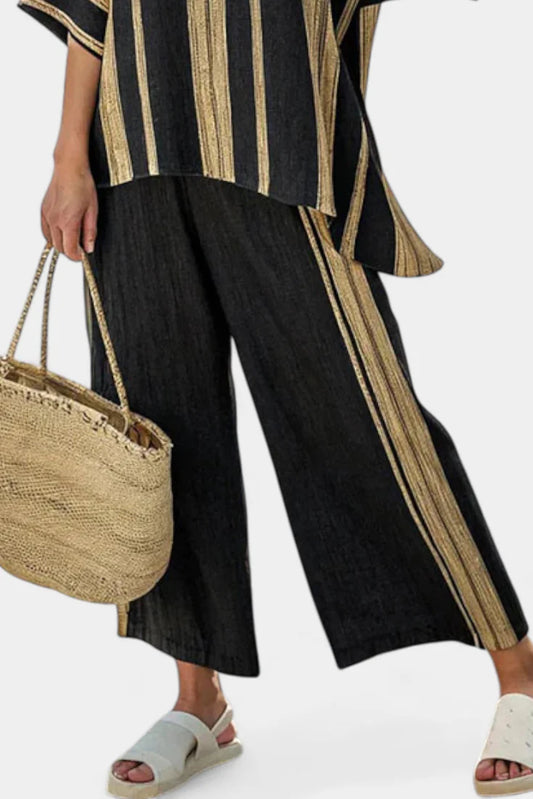 CALDEN™ COMFORTABLE STRIPED TOP & RELAXED LINEN PANTS