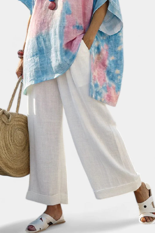 VANTREL™ COMFORTABLE LINEN TOP & STRIPED BAMBOO PANTS