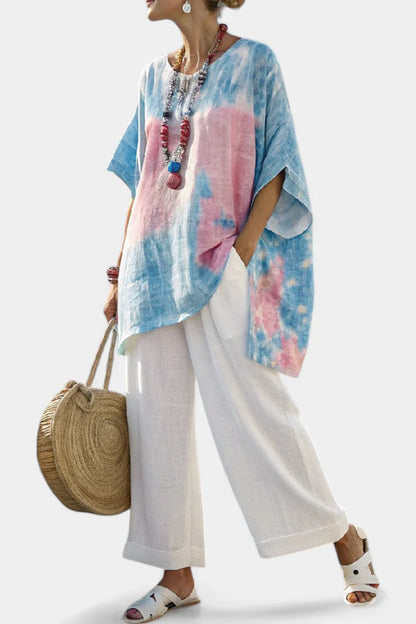 VANTREL™ COMFORTABLE LINEN TOP & STRIPED BAMBOO PANTS