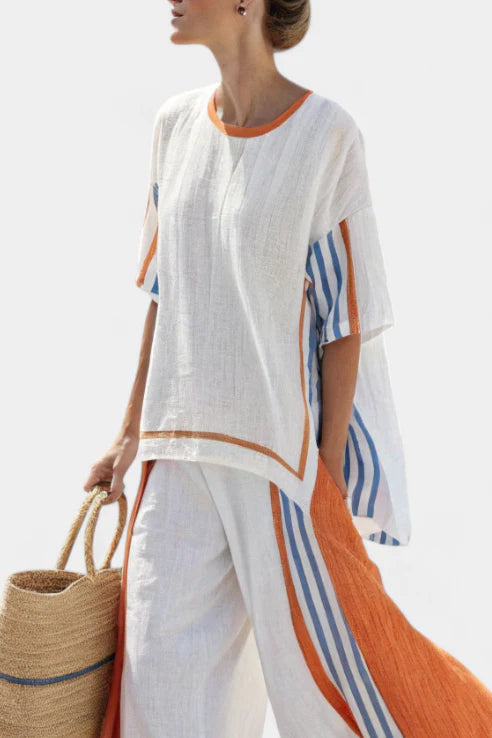 THORNEIL™ COMFY WIDE-LEG STRIPED PANTS & LINEN TOP