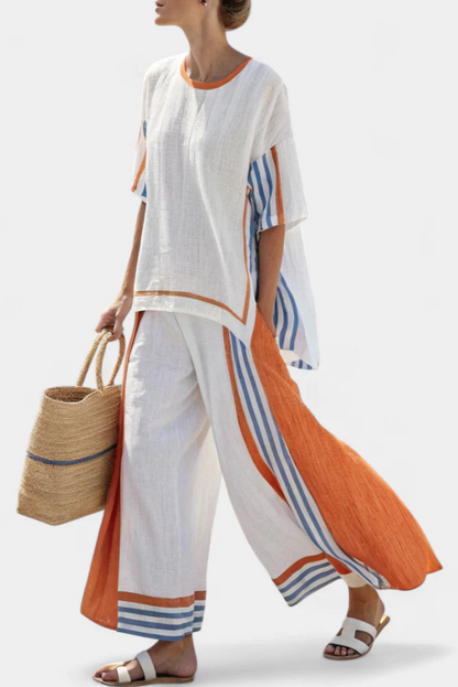 THORNEIL™ COMFY WIDE-LEG STRIPED PANTS & LINEN TOP