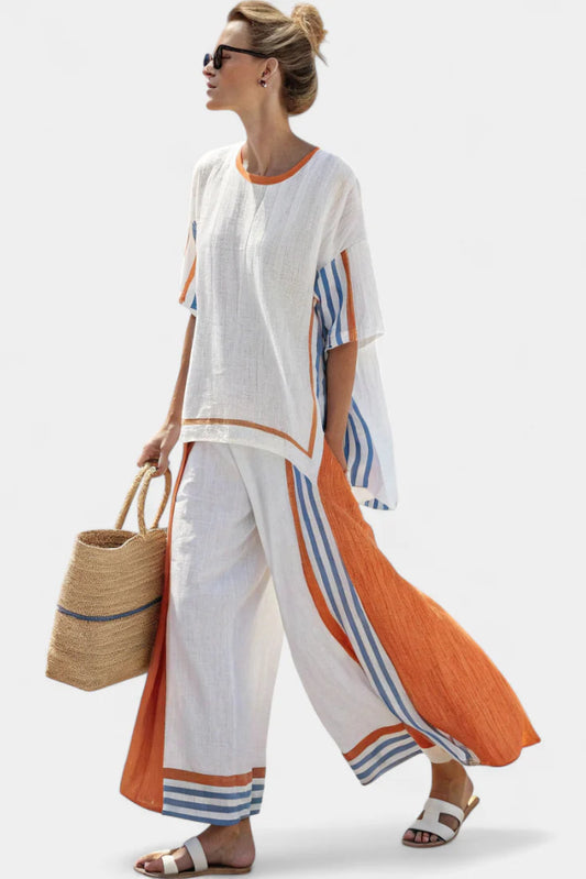 THORNEIL™ COMFY WIDE-LEG STRIPED PANTS & LINEN TOP