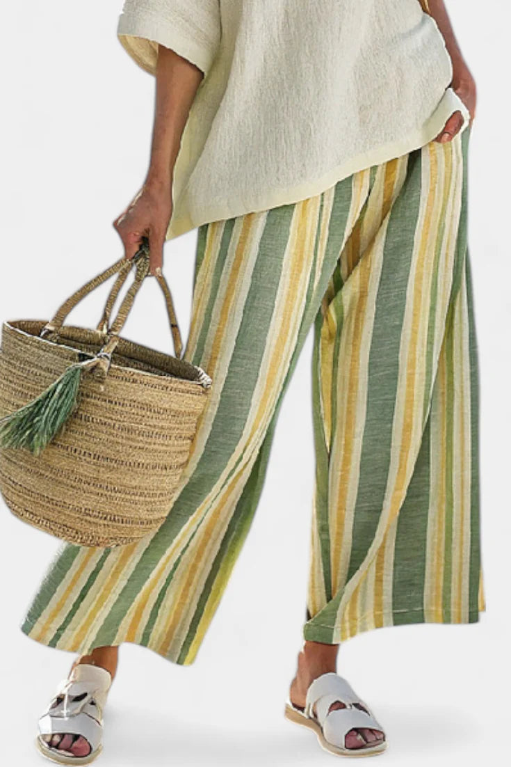 ELLOWYN™ SOPHISTICATED TOP & STRIPED LINEN PANTS
